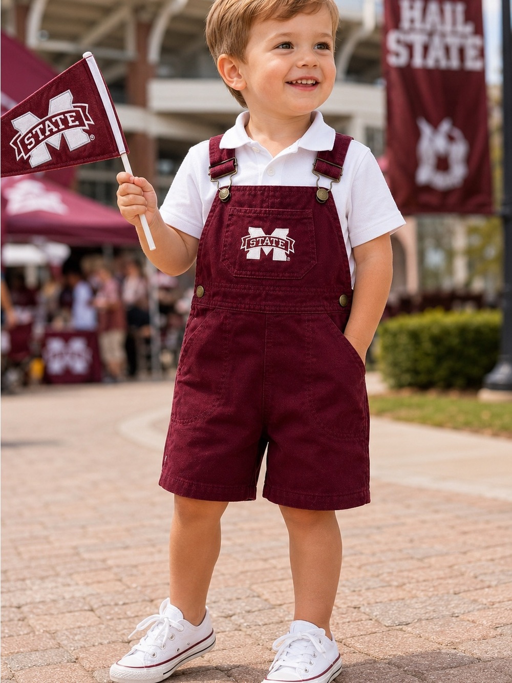 Mississippi State Bulldogs Toddler Maroon Shortalls Overalls 4T Preppy